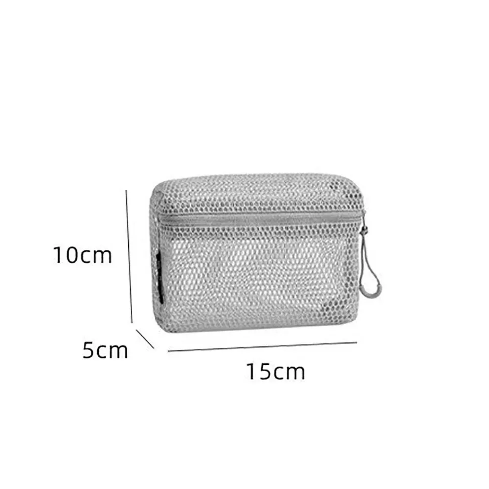 pochette de rangement en nylon décontractée, sac à cosmétiques en maille à main avec fermeture éclair, pochette en maille polyvalente pour femmes