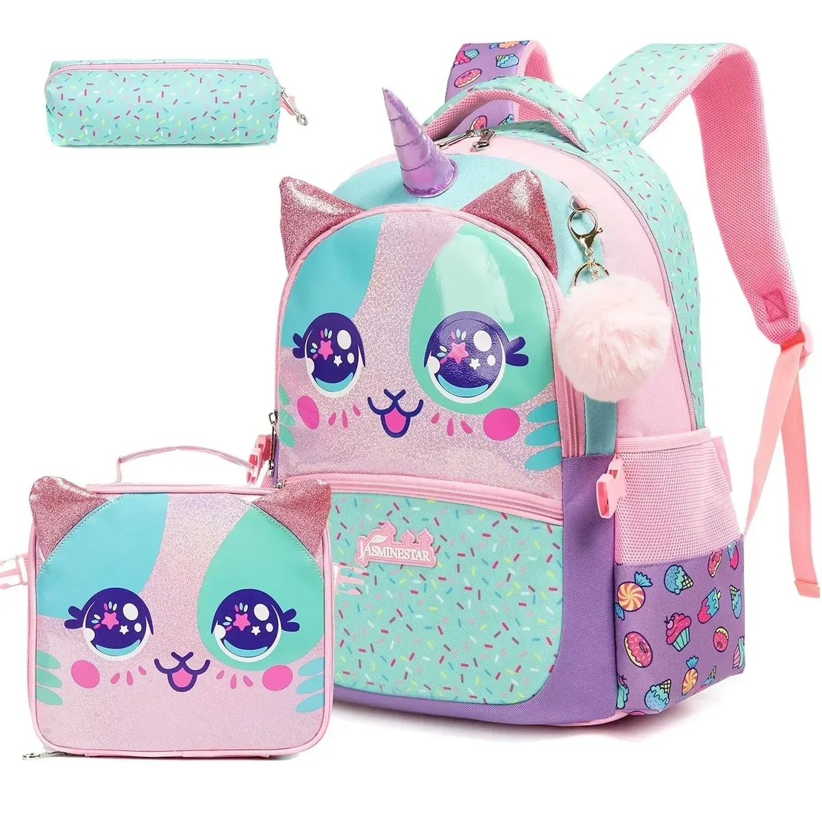 sac à dos scolaire mignon pour filles, sac à bandoulière pour enfants avec boîte à lunch isotherme, sac à dos décontracté pour étudiants, cadeau de rentrée scolaire