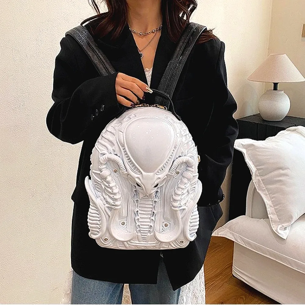 sacs acryliques de créateurs punk super cool sac à dos nouveau élégant créatif 3d alien monster sacs à dos pour unisexe, style plus jeune chaud