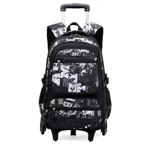 sac à dos à roulettes pour garçons, école primaire et collège, sac à roulettes pour garçons avec 6 roues, sac à dos à roulettes avec 2 roues