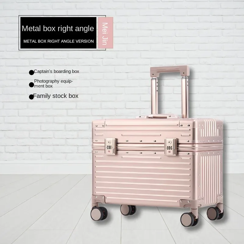 étui capitaine tout en alliage d'aluminium et de magnésium, valise de cabine pour appareil photo d'affaires, bagages en métal de 18 pouces, valises de voyage 20/22 pouces