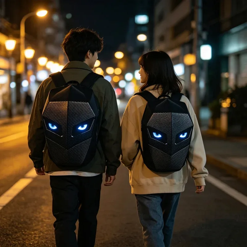 sac à dos intelligent rechargeable avec écran led, motif dynamique personnalisé via l'application, lumière bluetooth rgb, sac à dos tendance pour les voyages et l'école