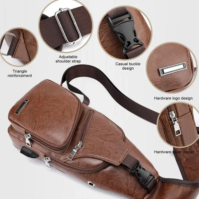 sacs de poitrine à bandoulière en cuir pu pour hommes, sac à bandoulière initié, petit sac à dos