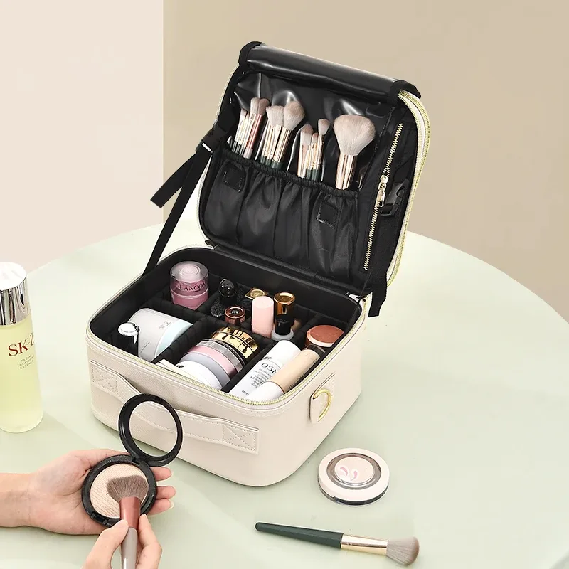 sac à cosmétiques portable à trois couches, mallette de rangement pour maquilleurs professionnels, nouvelle collection 2024