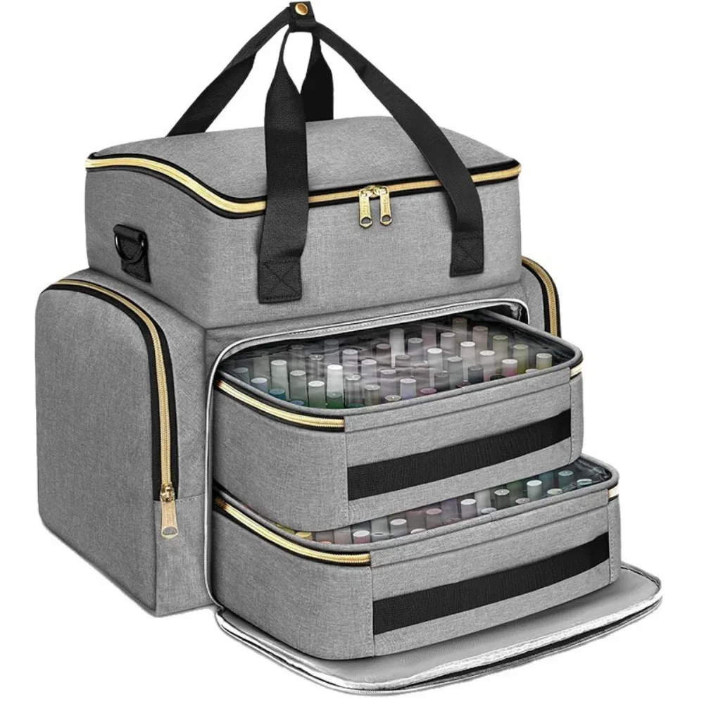 sac de rangement pour vernis à ongles grande capacité avec bandoulière, sac de rangement portable pour huiles essentielles, trousse de maquillage à 96 compartiments