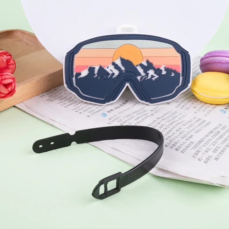étiquette de bagage en pvc avec paysage de montagne et de nature, pour valise, sac de voyage et sac à dos, accessoire de voyage