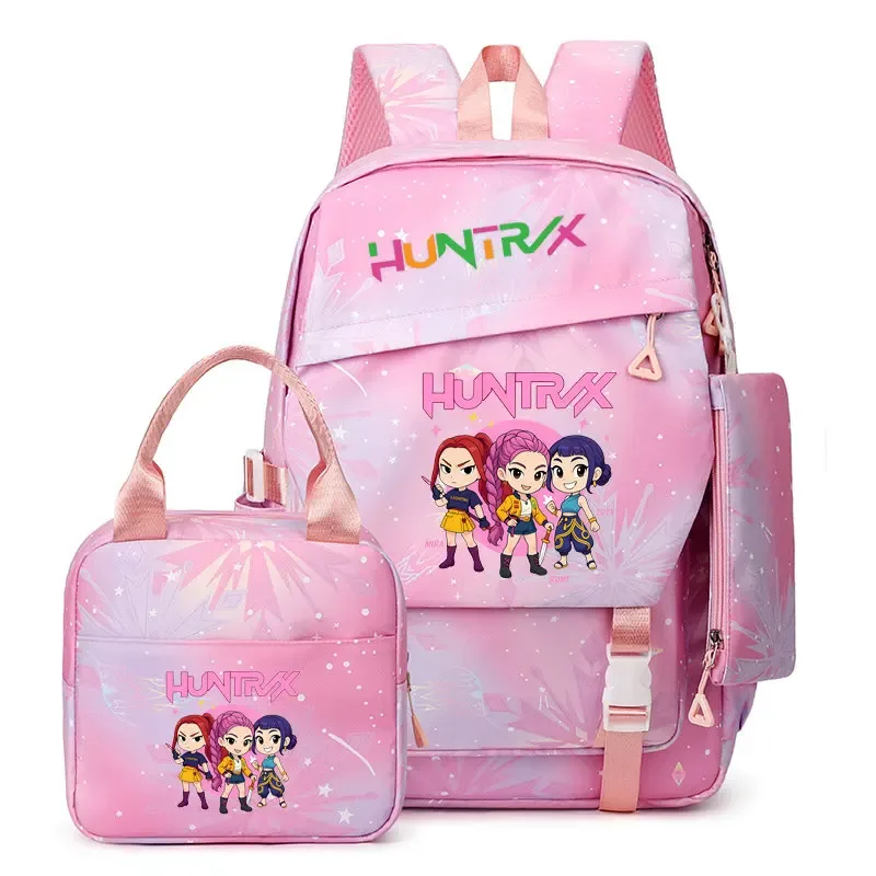 ensemble de sacs à dos kpop demon hunters avec sac à déjeuner et trousse à crayons, cartable pour garçons, sac à dos léger pour ordinateur portable, sacs de voyage