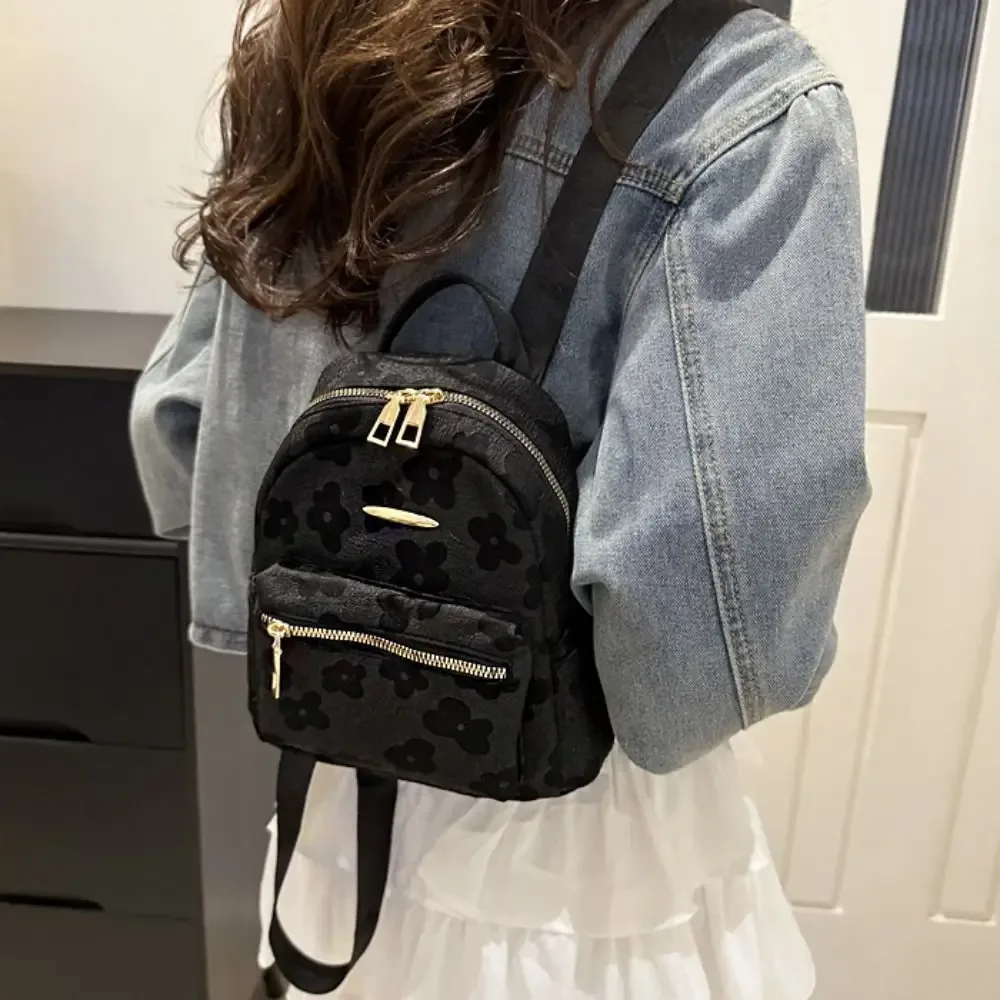 sac à dos mignon en toile à motif floral, sac à bandoulière en cuir pu à motif floral, grande capacité, style coréen, sac d'école pour étudiants, voyage