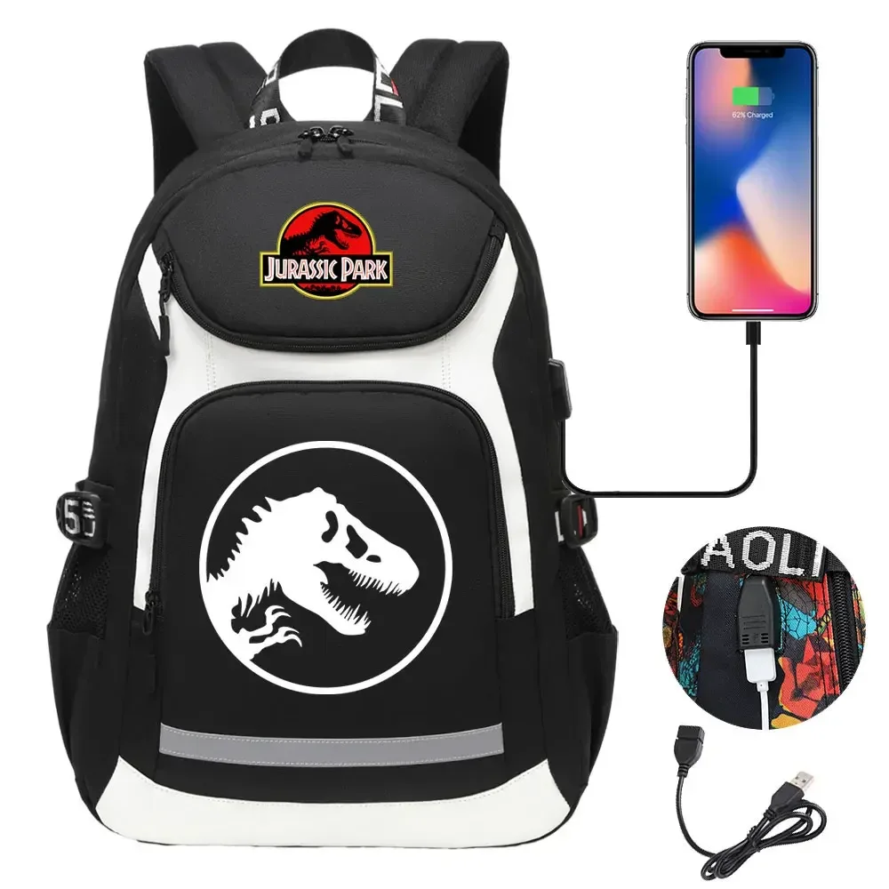 208.assic world park dinosaur school plebags, sacs à dos de voyage pour ordinateur portable, usb, adolescents, femmes, hommes, bol, garçons, enfants