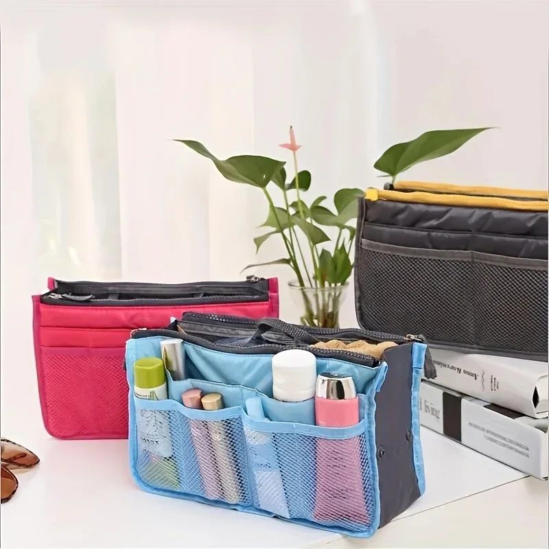 sac de maquillage multifonctionnel de grande capacité, sac de voyage portable à double fermeture éclair, sac de rangement pour articles de toilette, sac pour maman, sac cosmétique multi-poches