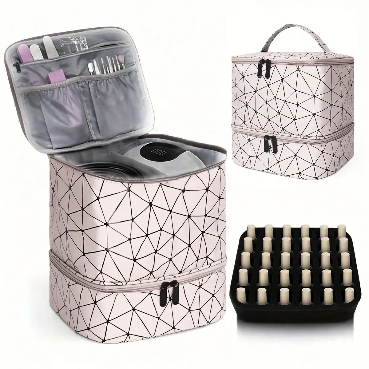 sac de maquillage transfrontalier de grande capacité, sensation haut de gamme, sac portable en pvc pour femmes, mallette de rangement pour vernis à ongles