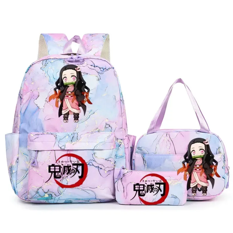 sac à dos demon slayer nezuko kamado pour adolescents, cartable de grande capacité avec sac à bandoulière pour usage quotidien, pour filles et femmes, mochilas de voyage