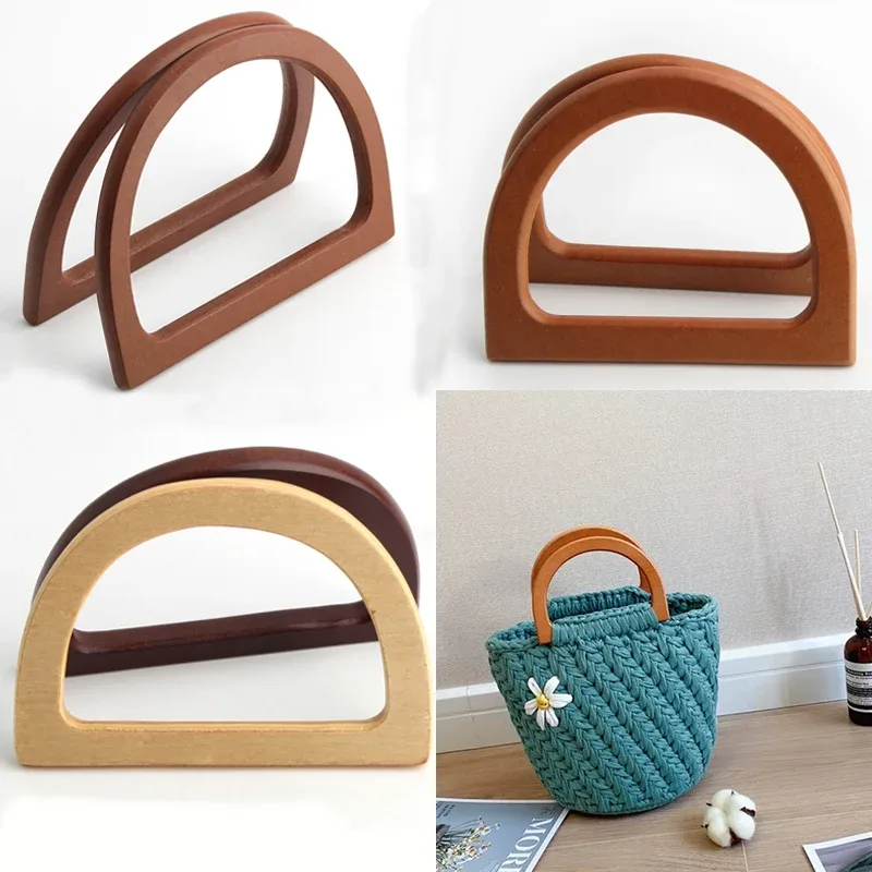 Sac en bois Simple et élégant, poignée en forme de D, pièces de rechange, portefeuille, sac à main, poignée de sac artisanal, 2 pièces