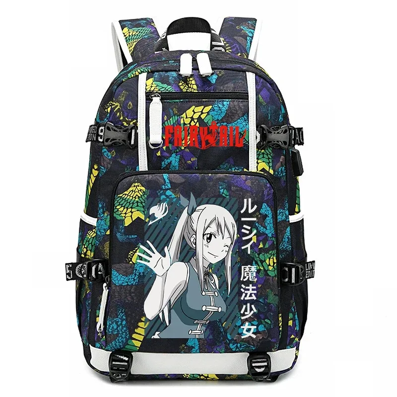 sac à dos d'école imprimé fairy tail anime, grande capacité, sac à livres pour adolescents et enfants, sac à dos de voyage décontracté