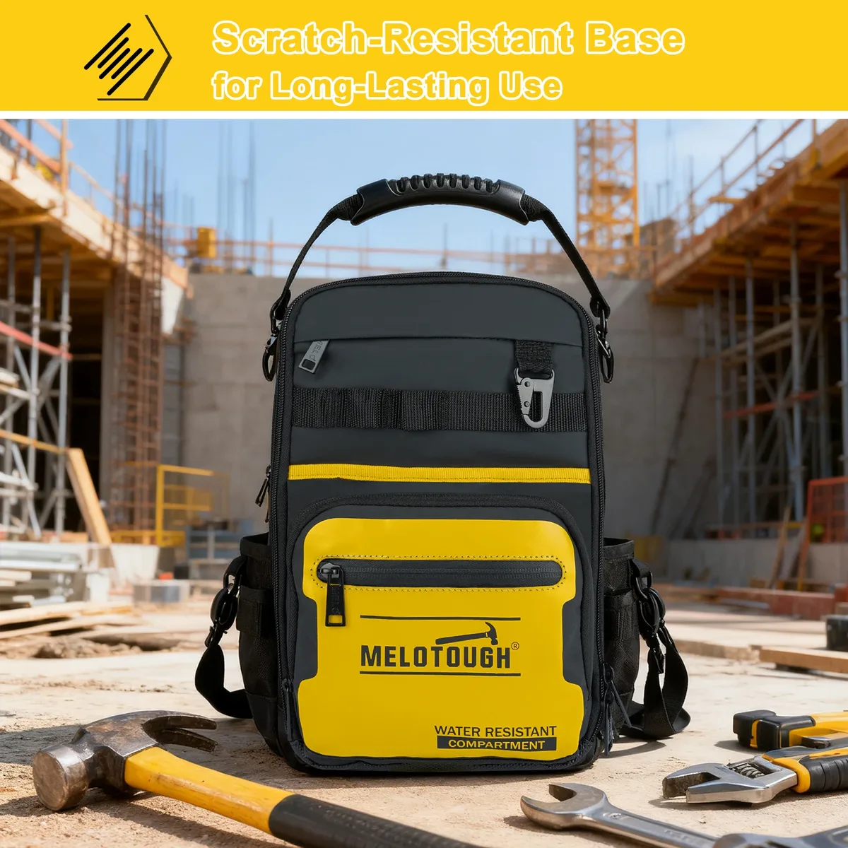 sac à dos pour outils melotough pour hommes, 30 poches multi-rangements, sac à dos pour outils robuste avec bretelles double forme