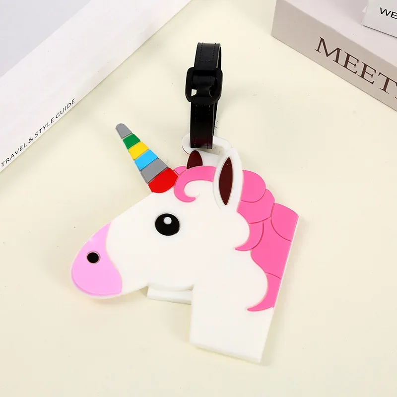étiquette de bagage en silicone, 1 pièce, dessin animé mignon, animal créatif, étiquette de valise, nom d'identification, petit pendentif, accessoires de voyage