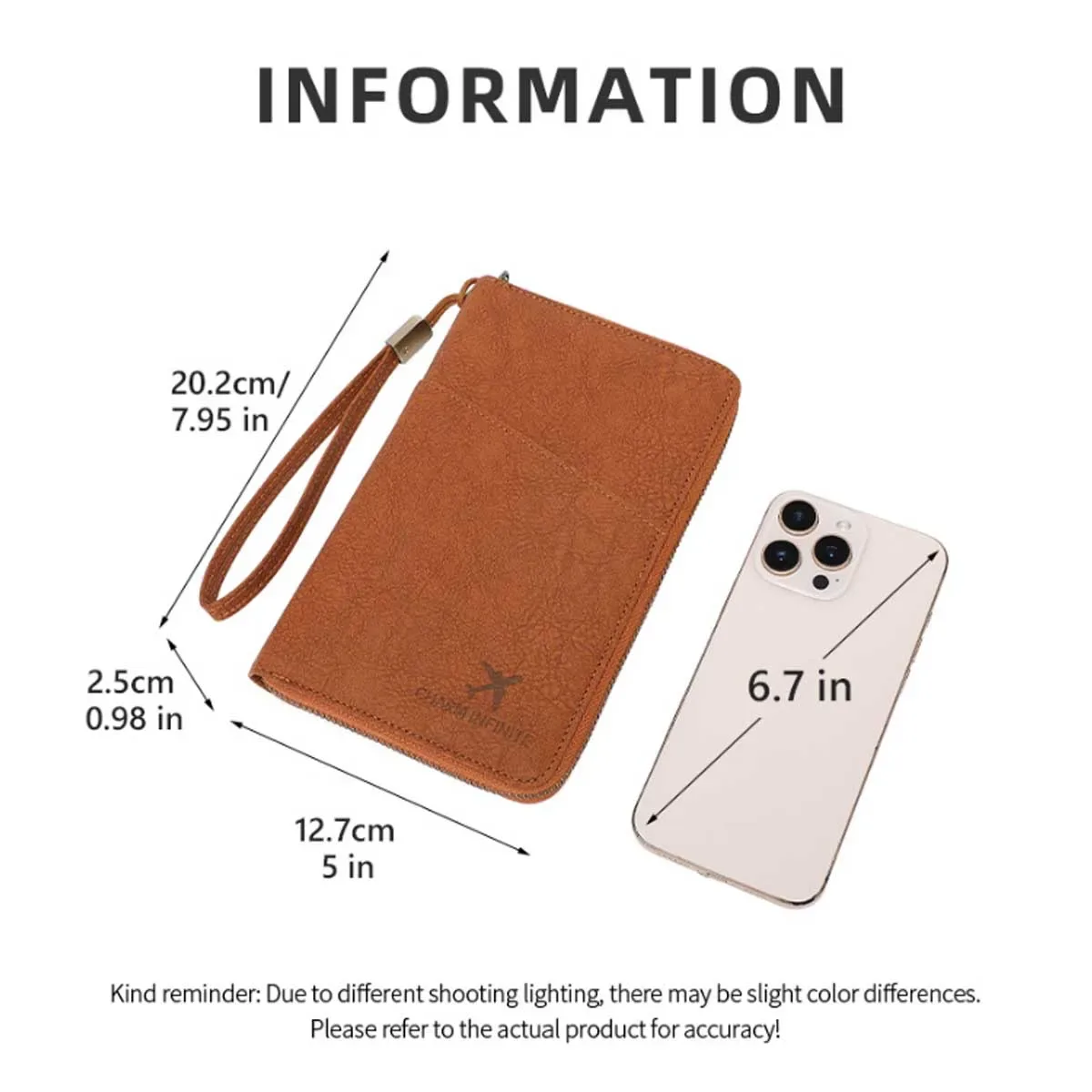 sac de passeport multifonctionnel bloquant rfid, porte-documents de voyage avec portefeuille de rangement de billets à longue fermeture éclair pour plusieurs passeports