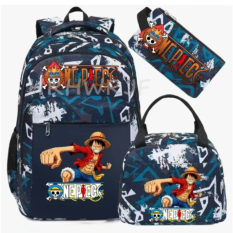 sac à dos one piece monkey d luffy 3 pièces camouflage pour adolescents, sacs d'école pour ordinateur portable, collégiens/lycéens, sacs de voyage en plein air, mochilas