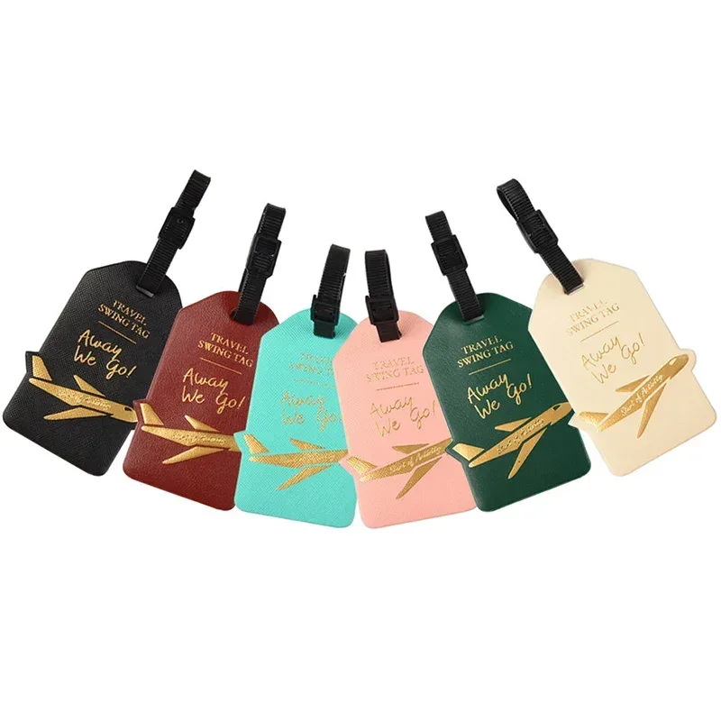 étiquettes de valise en cuir pu pour femmes et hommes, porte-adresse d'identification, accessoires de voyage d