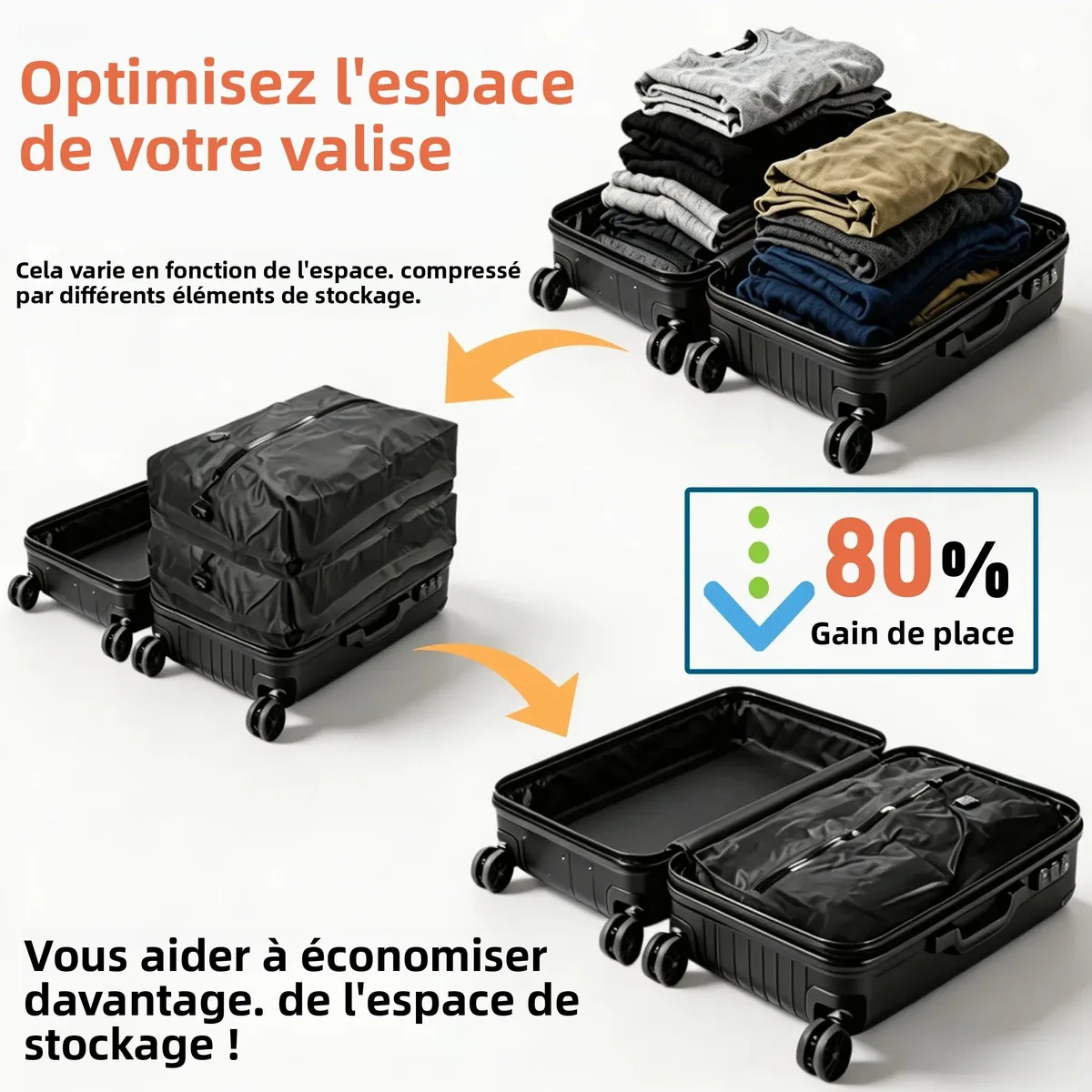 sacs de compression de voyage, sacs de rangement sous vide imperméables pour vêtements et valises, sacs gain de place pour les essentiels de voyage et de déménagement,voyage & avion accessoire,vacances indispensable