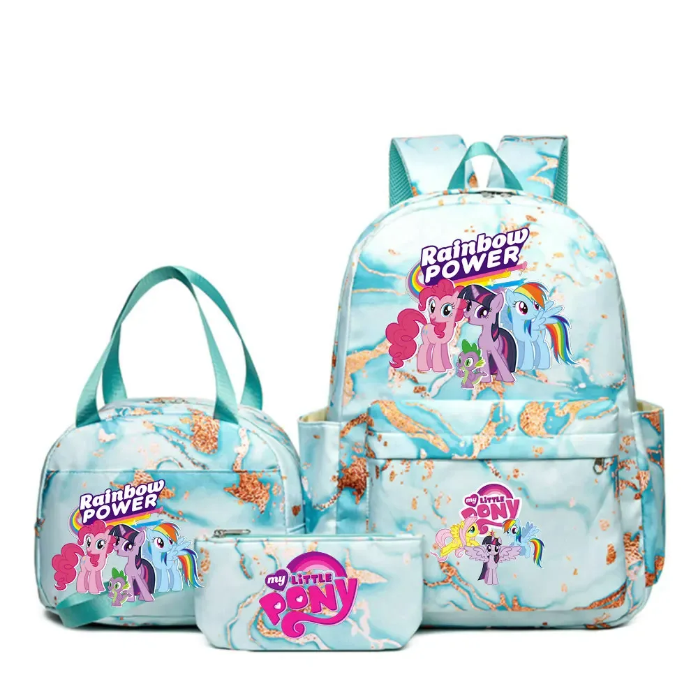 sac à dos my little pony, ensemble de 3 pièces, sac d'école pour étudiants, trousse à crayons, sac à dos de voyage pour adolescents, sac à dos décontracté pour ordinateur portable, mochilas