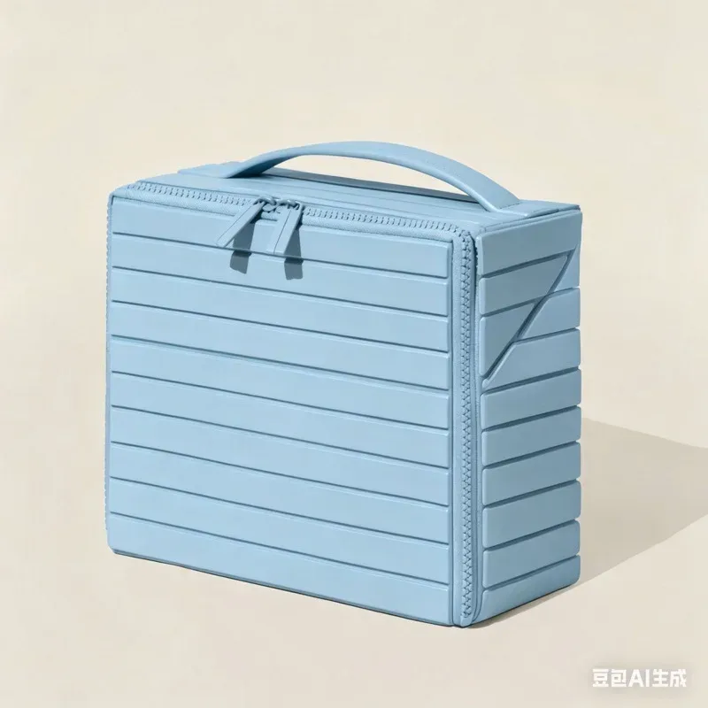 nouvelle trousse de maquillage urbaine minimaliste à rayures 3d, grande capacité, style européen simple, sac de rangement élégant pour voyage et quotidien