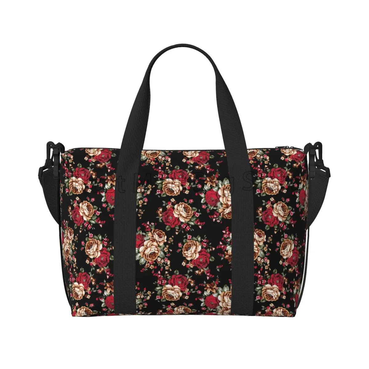 sacs de voyage à imprimé de roses rouges pour femmes, fourre-tout portable, étanche, idéal pour le week-end, la nuit, la salle de sport et la plage, 03/