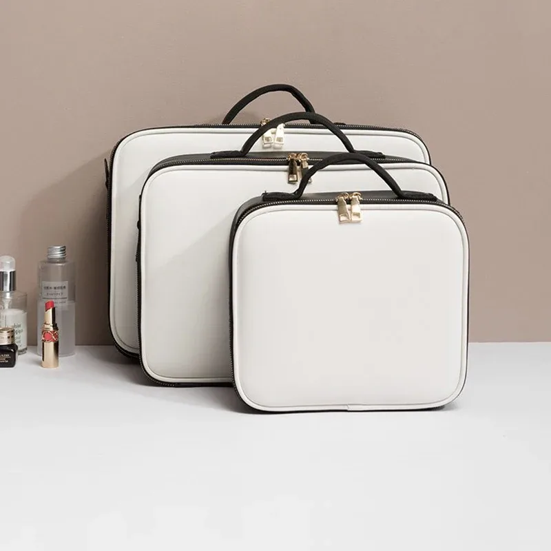 sac à cosmétiques en cuir pu imperméable, sac de rangement professionnel de grande capacité, sac à main de maquillage, trousse de toilette de voyage pour femmes