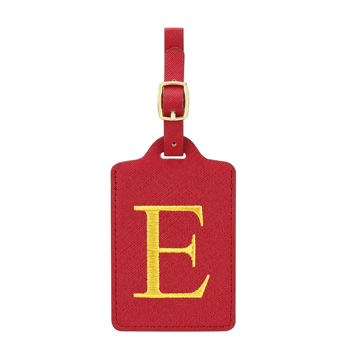 étiquettes de bagage miyin 26 lettres en cuir pu pour valises, protection de la vie privée, accessoires de voyage essentiels, rouge éclatant