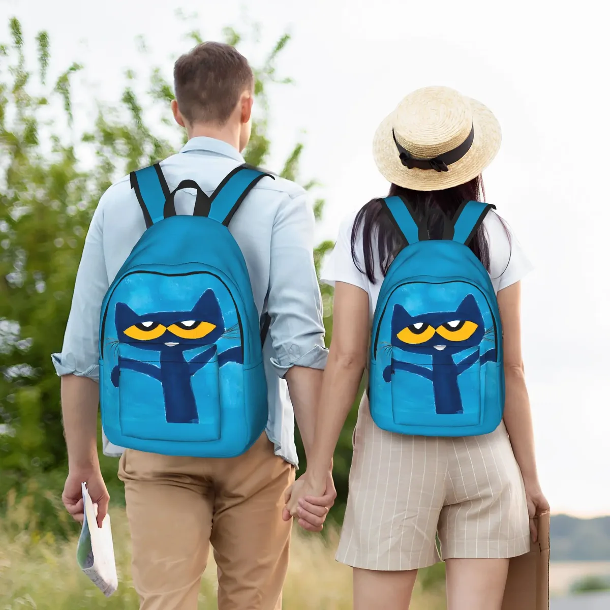 sac à dos cartoon pete the cat pour hommes et femmes, sac à bandoulière tendance pour étudiants, sac à bandoulière pour le travail, sac à bandoulière pour le collège, durable