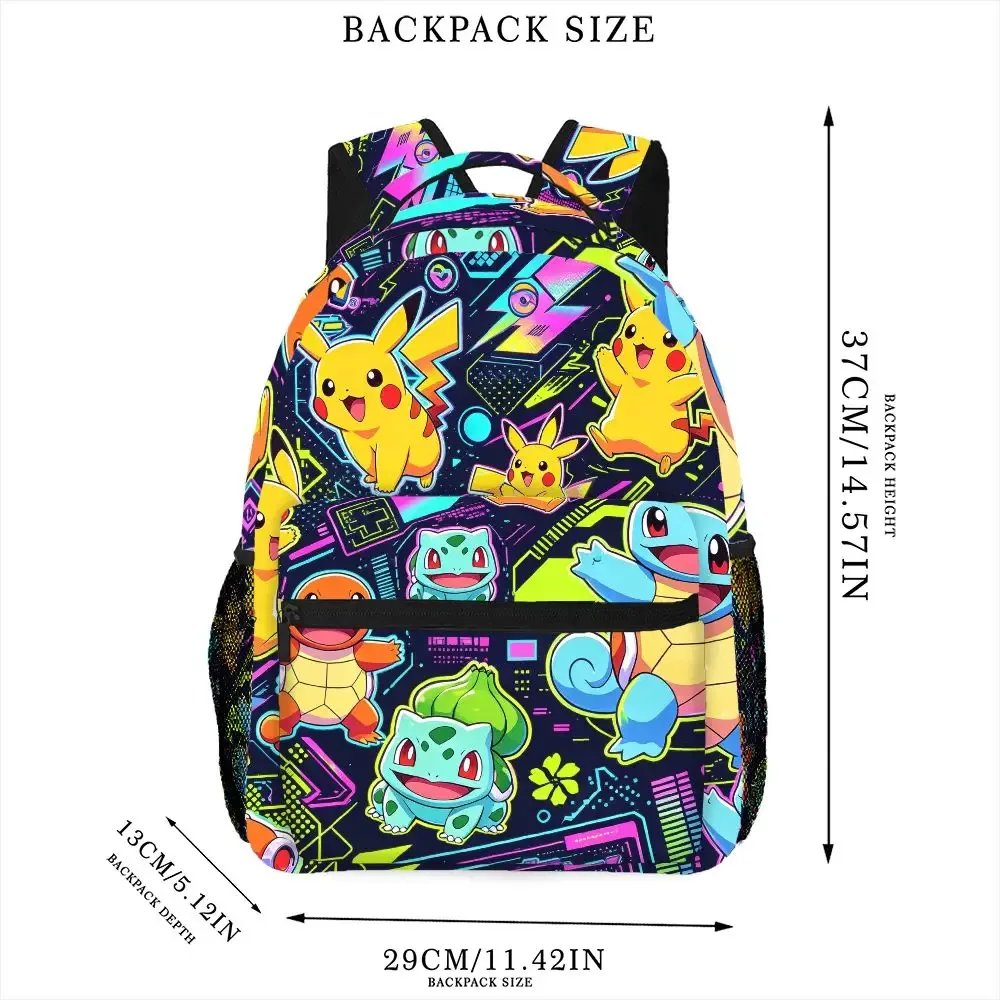 sac à dos imprimé avec des personnages de pokémon neon vibe, sac d'école léger pour voyage en plein air
