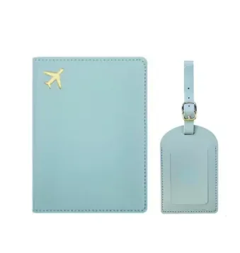 ensemble de porte-passeport de voyage avec nom personnalisé, étiquette de bagage en cuir gravée, vente en gros, pendentif d'étiquette de valise, couverture de passeport de luxe, cadeau