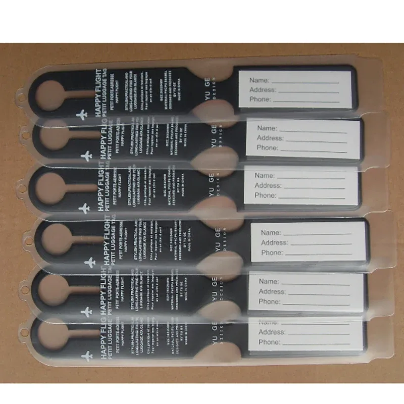 ensemble d'accessoires pour étiquettes de bagage en pvc, 6 pièces/ensemble, accessoires de bagages élégants à motif plat, utilisés pour l'identification sûre et rapide des valises et des sacs à dos
