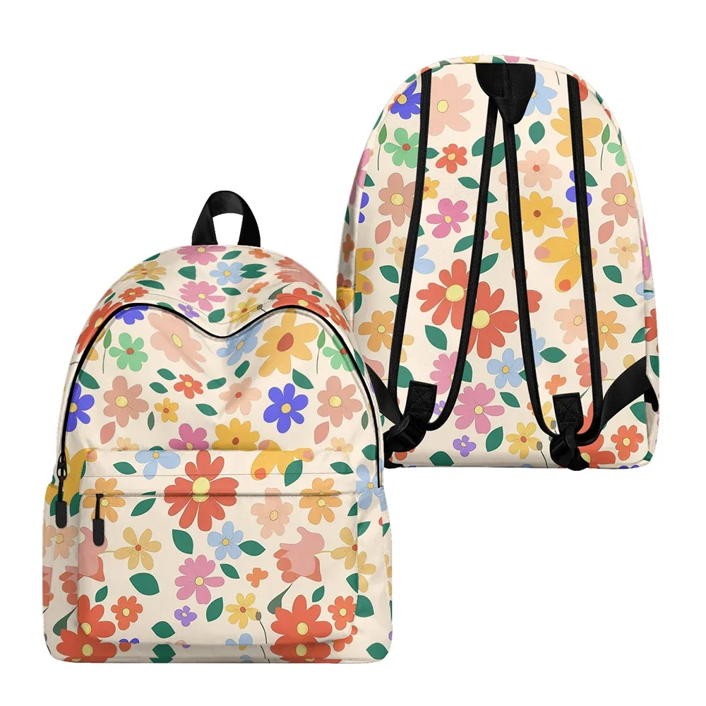 sac à dos imprimé floral dessiné à la main, sacs à crayons, bretelles réglables, sac d'école léger et durable, sac de jour de voyage pour adolescents, ensembles