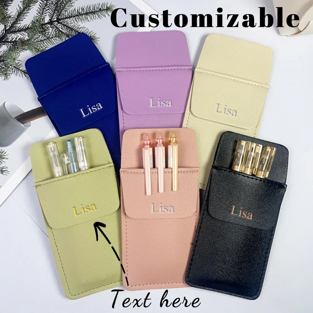 Étui à stylos infirmier en cuir PU coloré Moranti personnalisé avec nom, pochette double couche anti-fuite d'encre, étui de rangement pour stylos de blouse blanche
