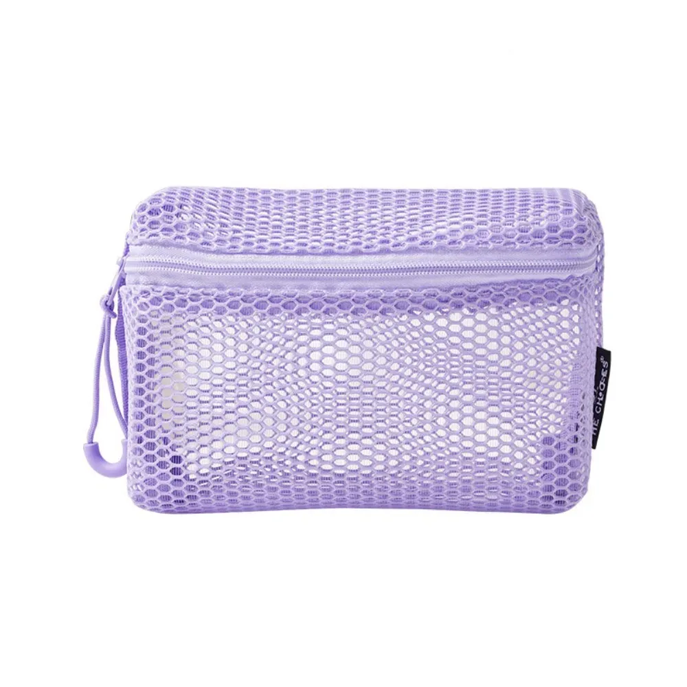 pochette de rangement en nylon décontractée, sac à cosmétiques en maille à main avec fermeture éclair, pochette en maille polyvalente pour femmes