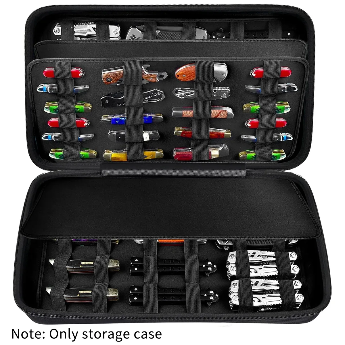 (SOULEMENT CASE) Présentoir à couteaux pour plus de 66 couteaux de poche. Support pliant, organisateur de rangement papillon, pochette de collecte de rouleaux de couteaux
