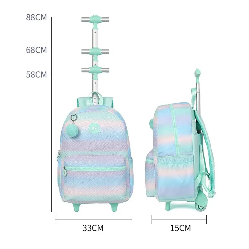 ensemble de sacs à dos à roulettes pour filles, sac à dos à roulettes pour étudiants, sac à livres, sac à dos scolaire avec roulettes, bagage de voyage