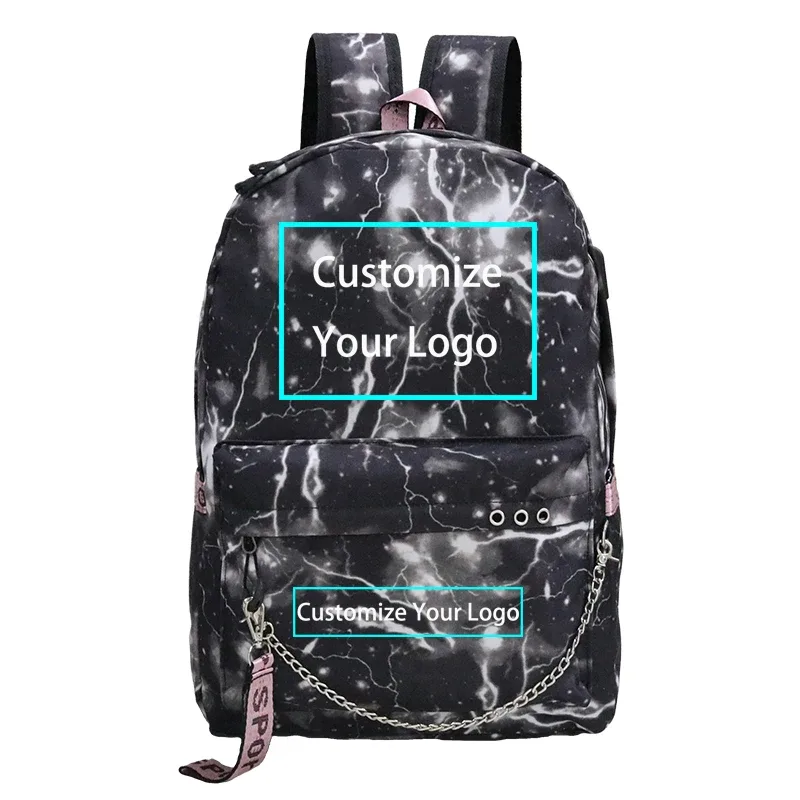 personnalisez votre logo image sac à dos pour adolescents sacs d'école pochette d'ordinateur usb charge sac de voyage sac a dos mochilas para hombre
