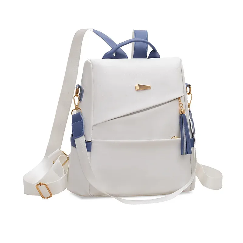 sac à dos à franges en pu, 1 pièce, noir et rose, grande capacité, sac de transport pour les trajets quotidiens