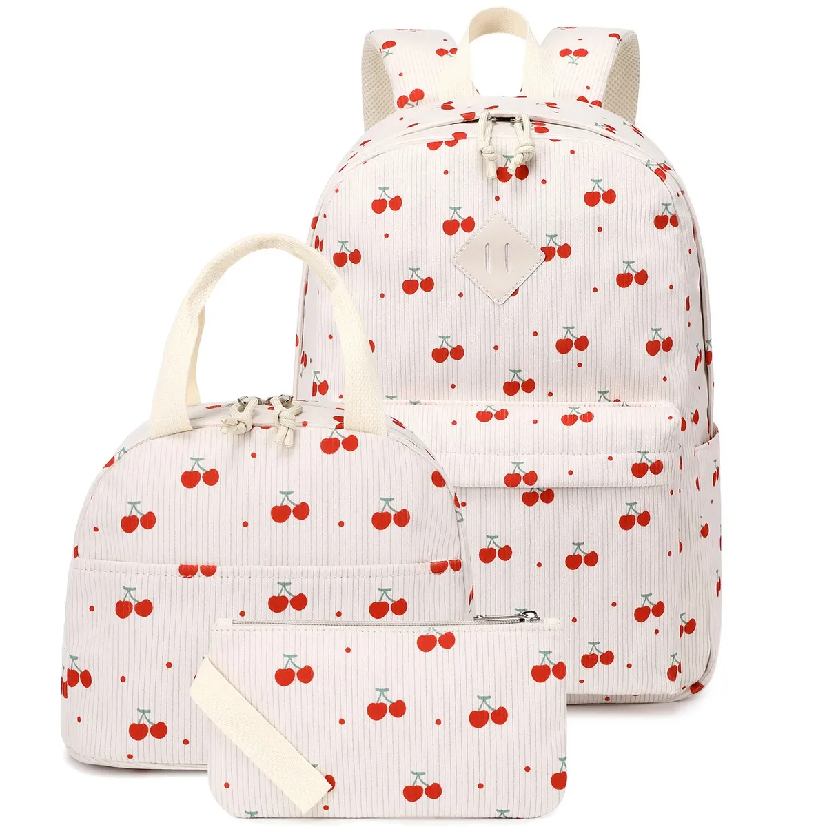 nouvel ensemble de sacs à dos 3 pièces en velours côtelé de haute qualité 2026 pour filles, légers, à imprimé floral, pour écolières du primaire