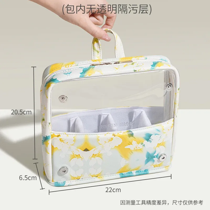 organisateur de pinceaux de maquillage transparent pliable, sac de rangement de cosmétiques de grande capacité avec conception debout, étui à cosmétiques de voyage portable