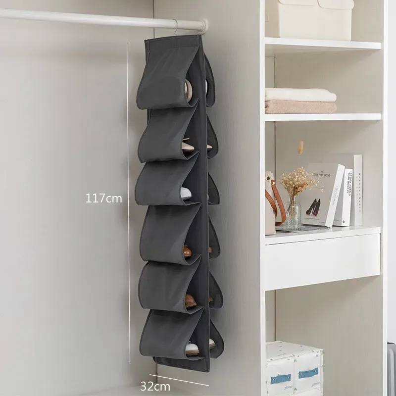 sac de rangement mural à grille multicouche, pour chaussures et articles divers derrière la porte, rangement de chambre à coucher en tissu non tissé