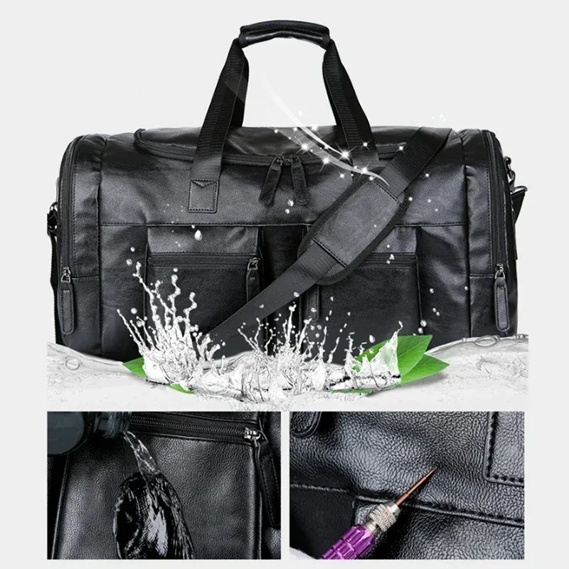 sacs à main de voyage en cuir pu rétro pour hommes d'affaires, sac à bagages de grande capacité, sac de sport pour hommes, sac de voyage initié en plein air