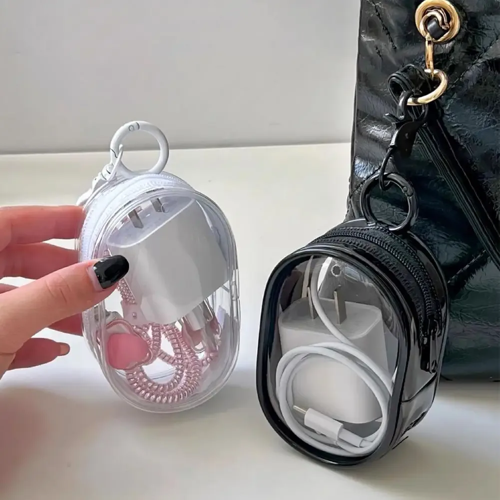 Étui de présentation transparent pour poupée de 10 cm, mini pochette de rangement multifonction, organiseur portable pour câbles de chargeur de voyage, sac porte-clés