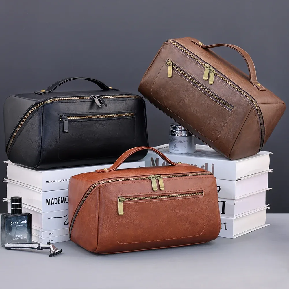 trousse de toilette homme luxe premium imperméable grande capacité portable pour voyage et maquillage