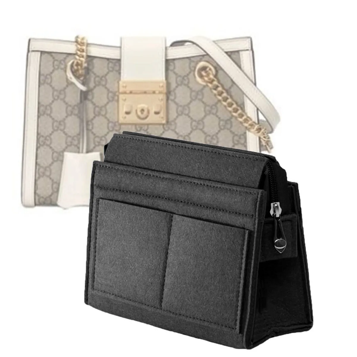 sac à main en feutre multi-poches, sac fourre-tout, sac à main