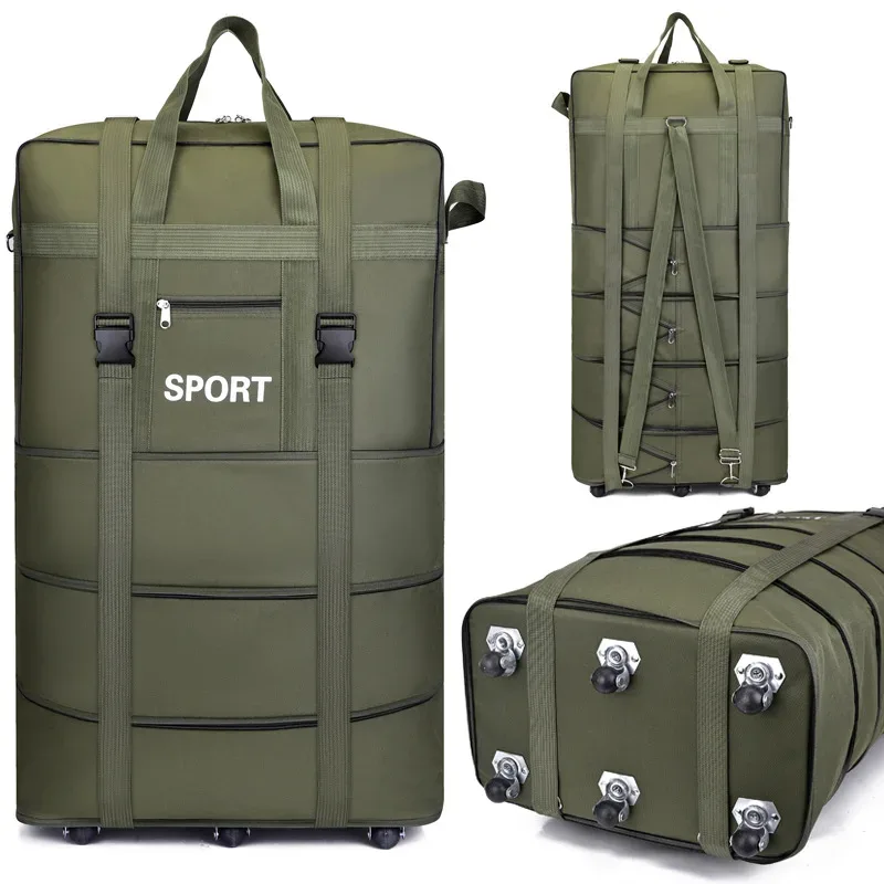 sac à bagages de voyage à air vérifié, roue universelle pliable, rangement mobile, oxford, cubes d'emballage étanches
