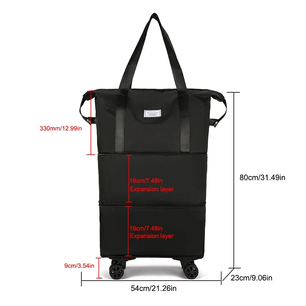 sac de voyage extensible à roulettes, sac trolley pliable grande capacité, séparation sec-humide, unisexe, pour voyages d'affaires