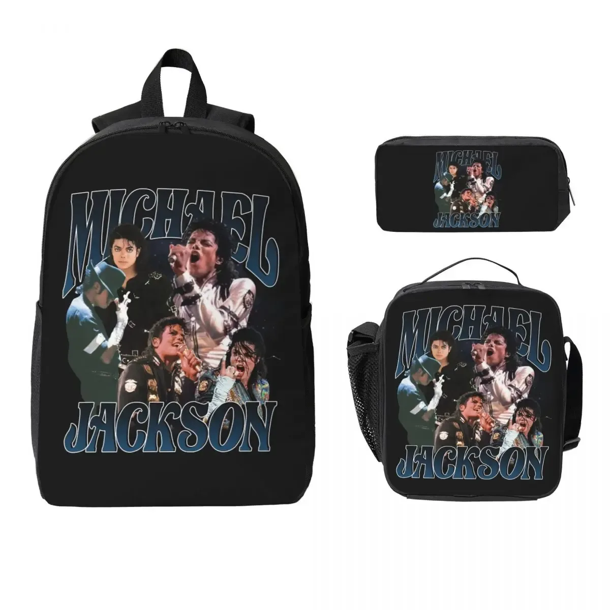 sac à dos michael jackson dancing pour étudiants, garçons et filles, sac d'école, sac à bandoulière pour ordinateur portable, sac à déjeuner isotherme 3ps, trousse à crayons